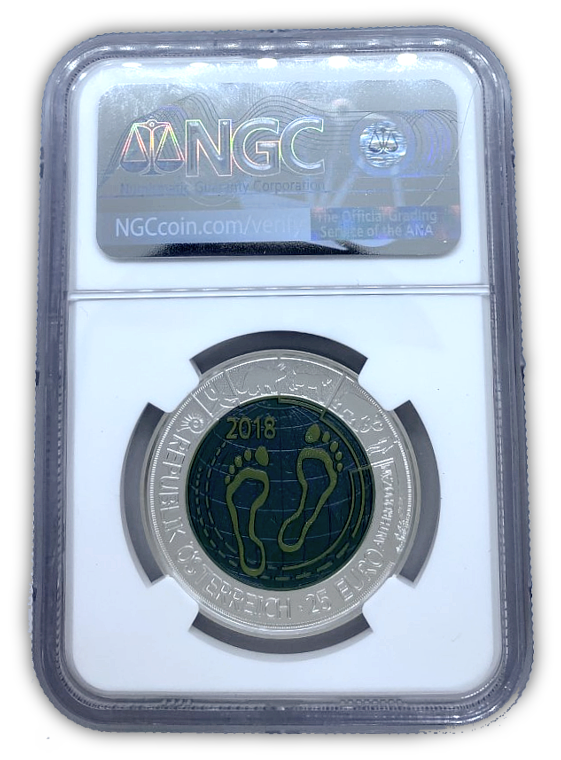 2018 25E Bi-Met Anthropocene Silver - Niobium 1 oz Silver - Austrian Mint - NGC MS70 - CoinsTV