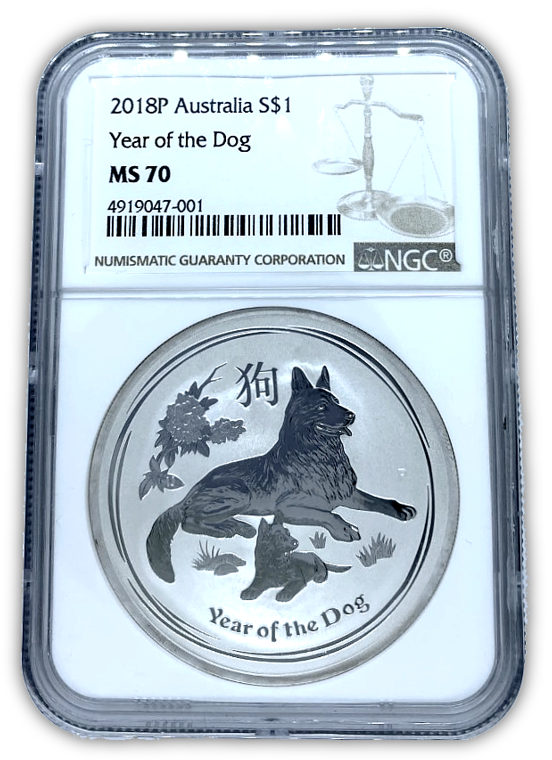 2018 Lunar Year of the Dog 1 Oz Silver Perth Mint - NGC MS70
