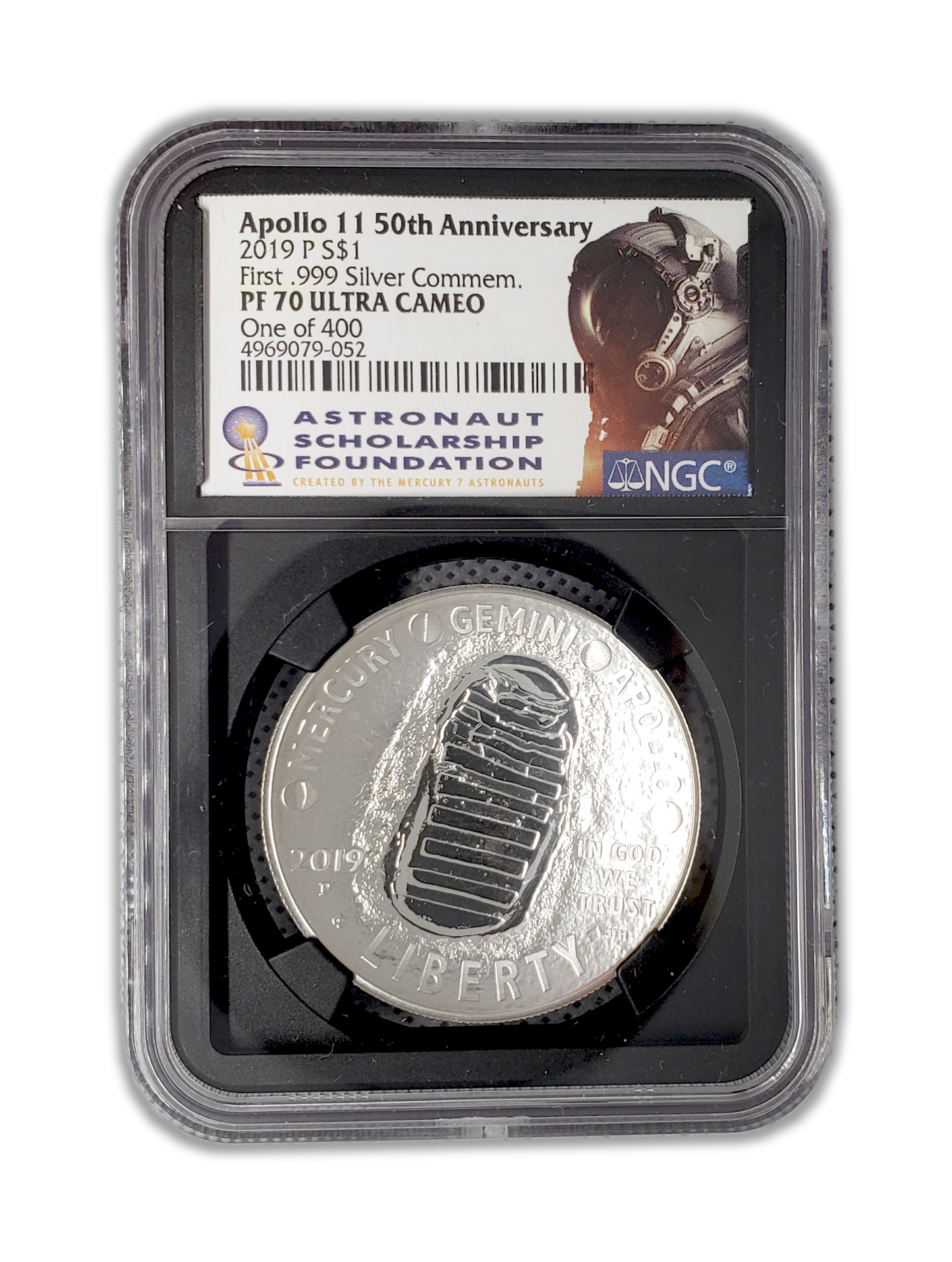 2019 P Apollo 11 50th Anniversary Commemorative NGC PF70 Karol Bobko Label