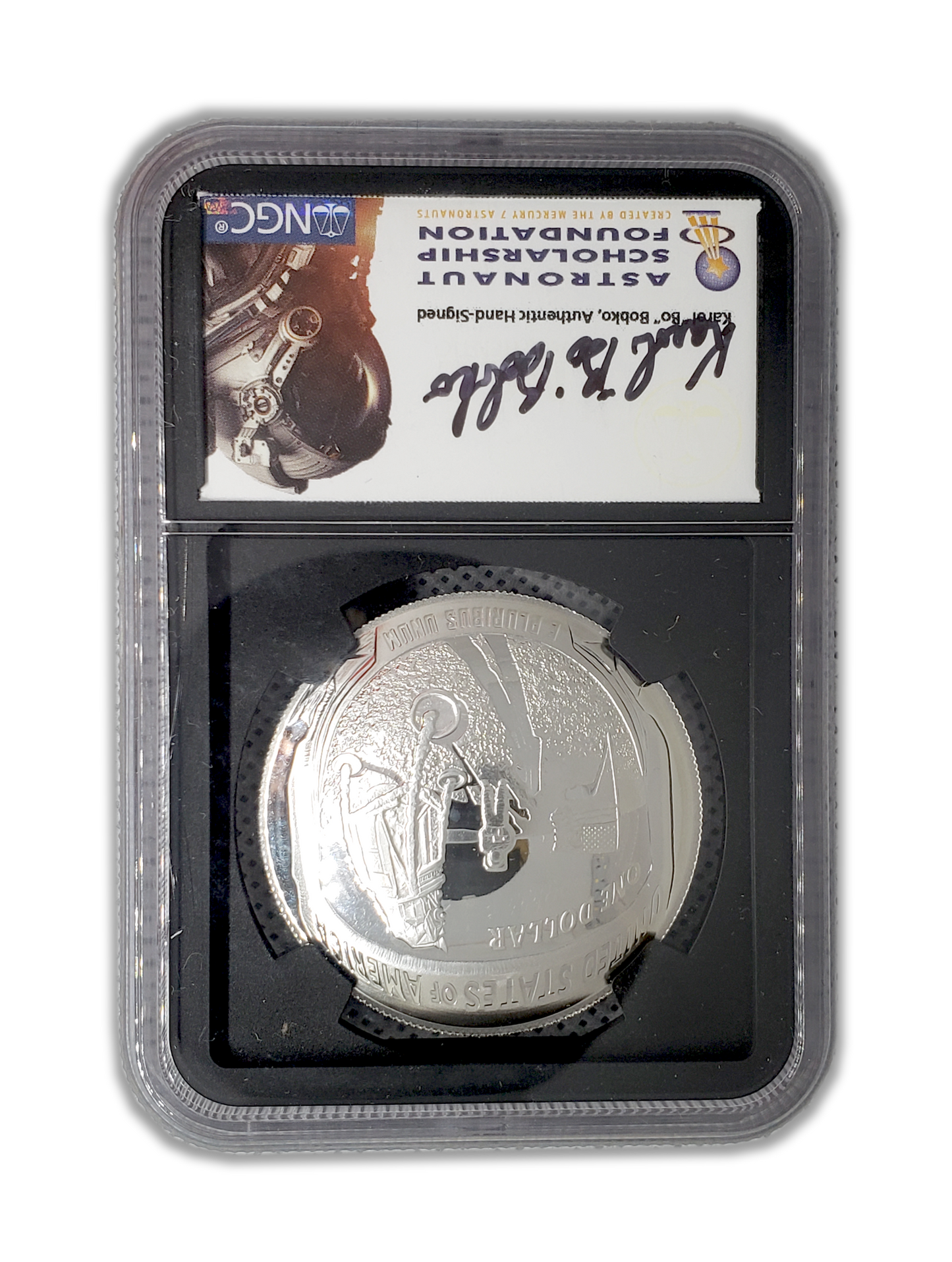 2019 P Apollo 11 50th Anniversary Commemorative NGC PF70 Karol Bobko Label