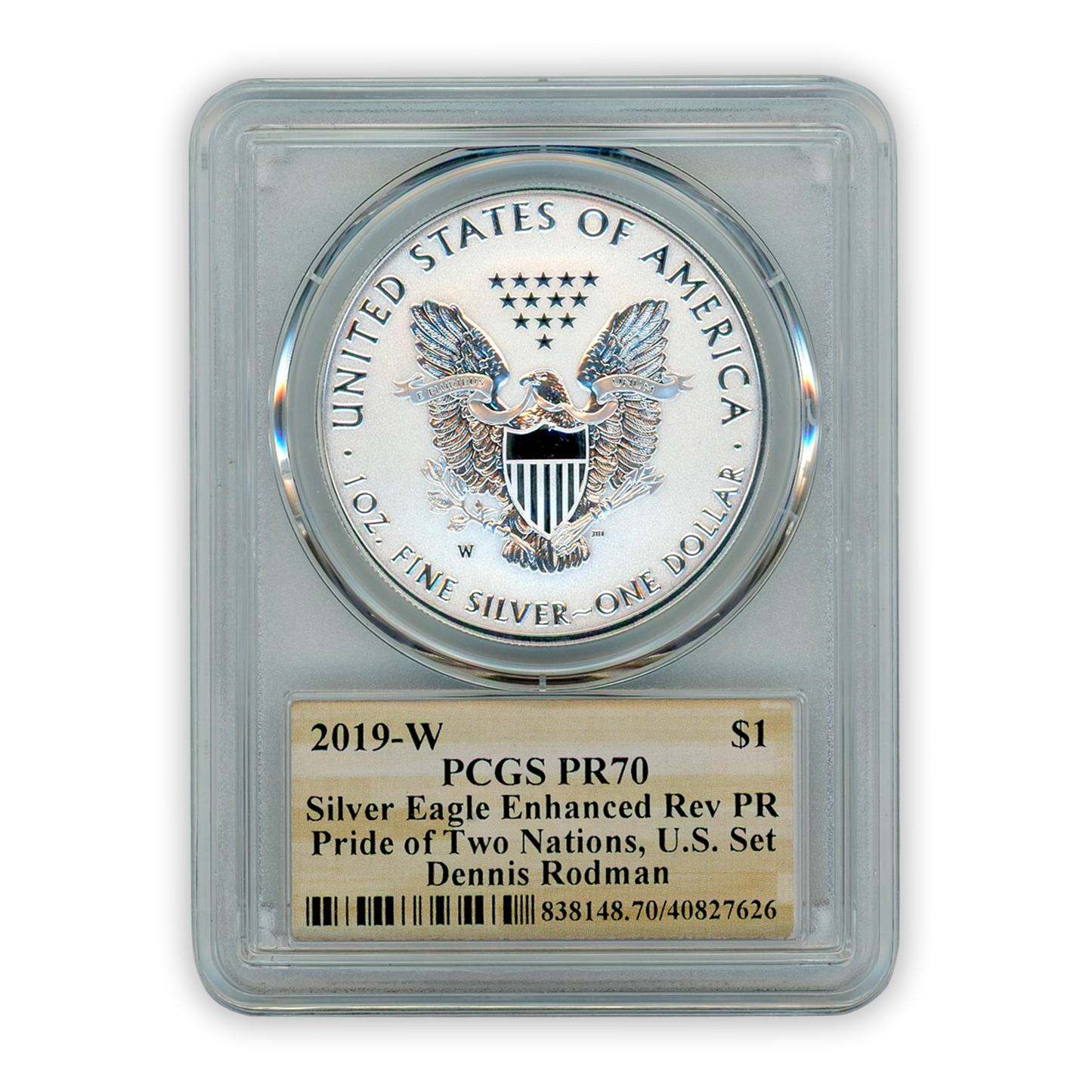 2019 -W Silver Eagle Enhanced Reverse Proof - PCGS PR70 Dennis Rodman Label - CoinsTV