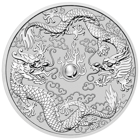 2019 Double Dragon 1 Oz Silver - Perth Mint- Brilliant Uncirculated
