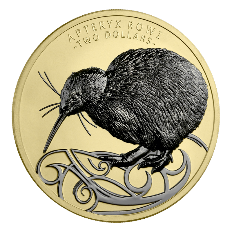 2020 Kiwi 2 oz Silver High Relief - New Zealand - Gold & Ruthenium Finish