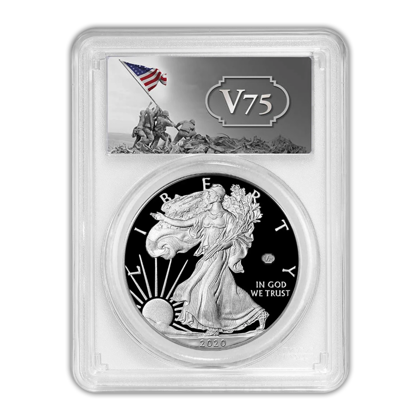 2020 Silver Eagle - End of World War 2 (WWII) Privy Mark Proof - PCGS PR70 FDOI First Day of Issue
