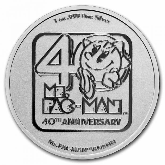 2021 Niue Ms. PAC-MAN - 40th Anniversary - 1 oz 999 Silver BU Coin