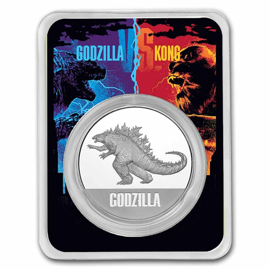 2021 Niue Godzilla Vs Kong - Godzilla - 1 oz .999 Silver Colorized BU Coin - CoinsTV