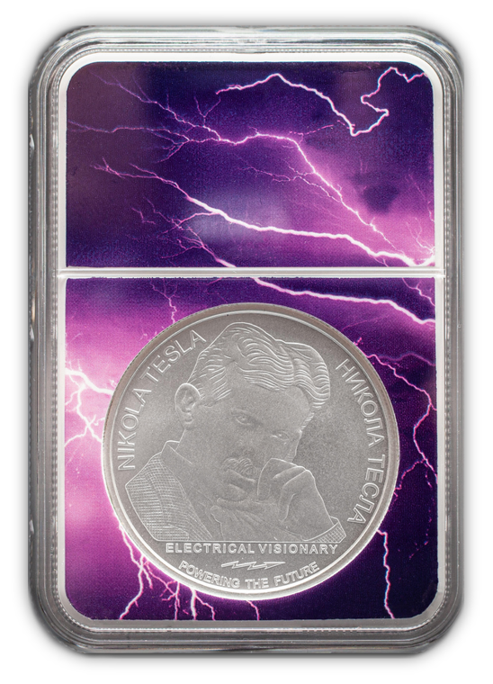 2021 Nikola Tesla 1 Oz Silver - Serbian Mint - NGC MS70 Lightning Core - CoinsTV