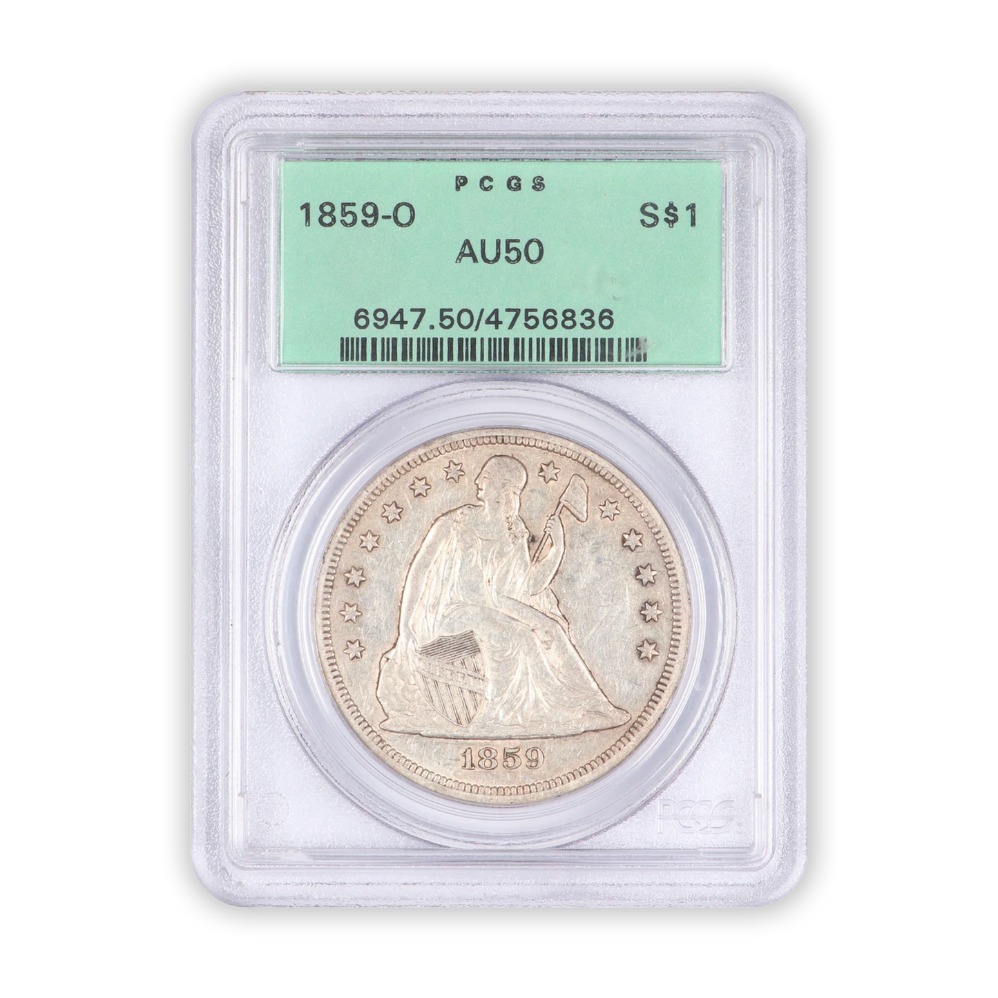 1859 O Seated Lib Dollar - Philadelphia - PCGS AU50