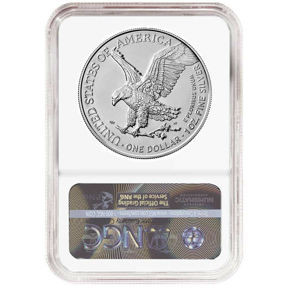 2021 Silver Eagle - Business Strike - Type 2 - NGC MS70 FDOI First Day of Issue Walking Liberty Label - CoinsTV