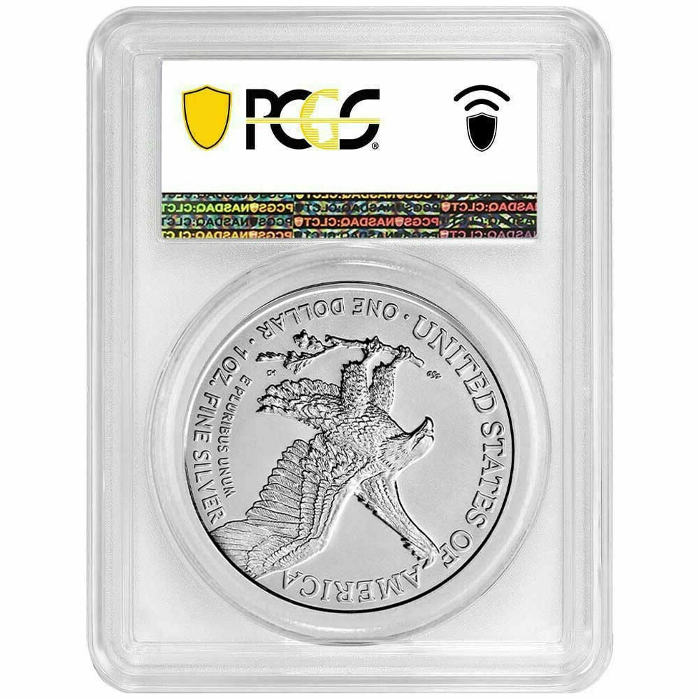 2021 Silver Eagle - Business Strike - Type 2 - PCGS MS70 FDOI First Day of Issue Flag Label - CoinsTV
