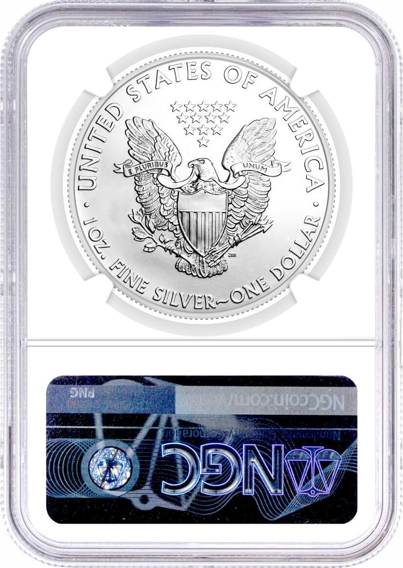 2021 P Silver Eagle - Type 1 - Business Strike - Philadelphia - NGC MS70 First Day of Issue Mercanti Flag Label - CoinsTV
