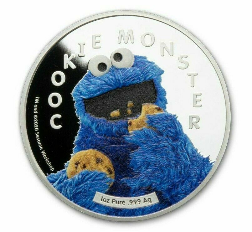 2021 Sesame Street Cookie Monster 1 oz .999 Silver Proof in Box