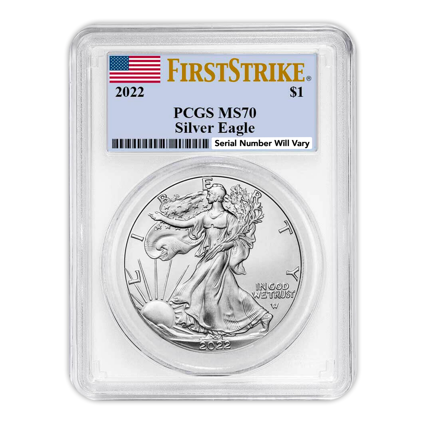 2022 Silver Eagle - PCGS MS70 FS First Strike Flag Label