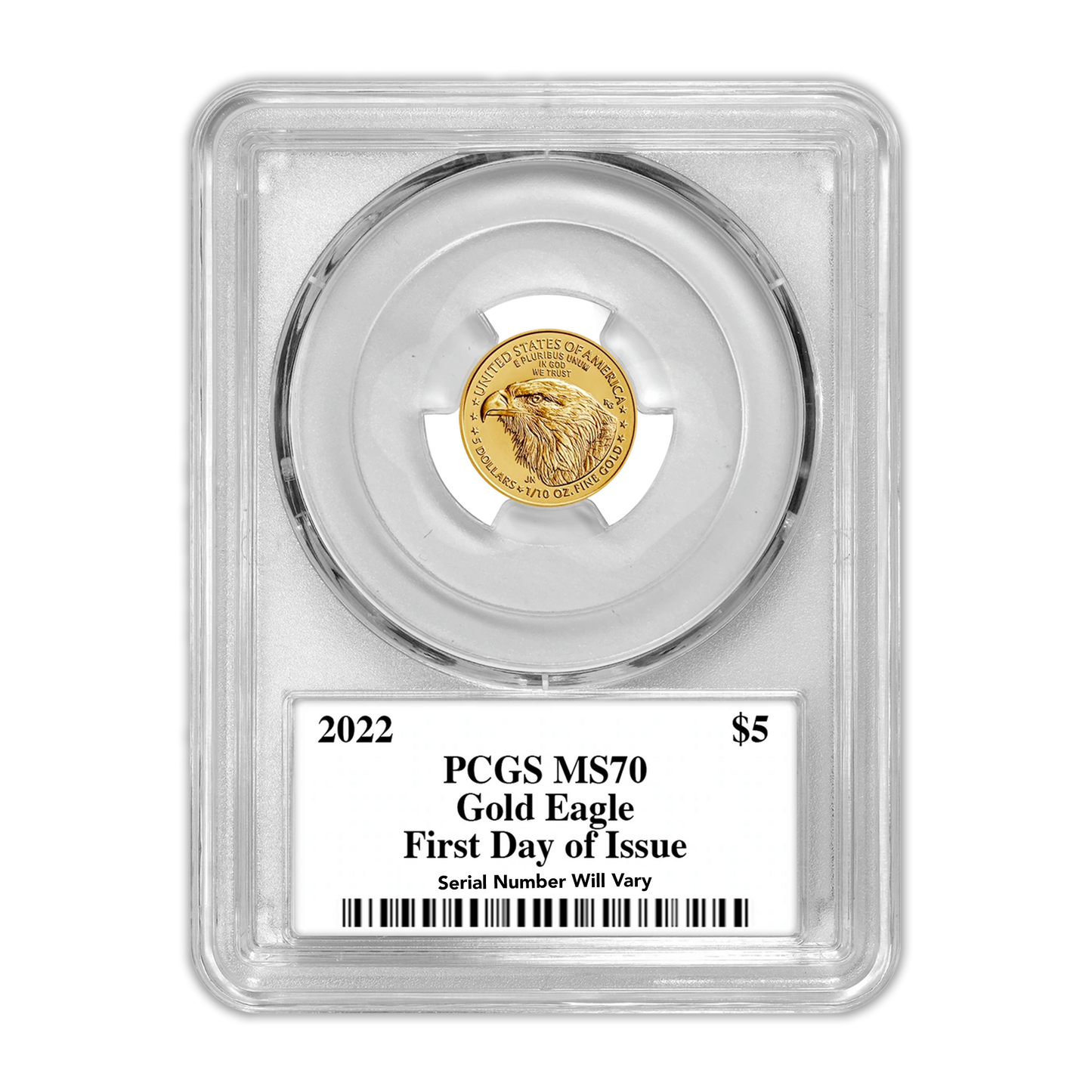 2022 $5 Gold Eagle - Mint State - Type 2 - PCGS MS70 FDOI First Day of Issue Truman's Triumph Label