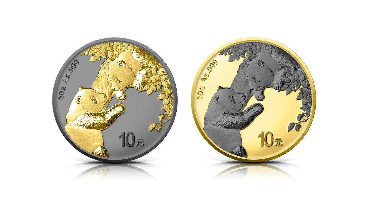2023 China Panda 2 pc Premium Set - Black Ruthenium & Gold Enhanced