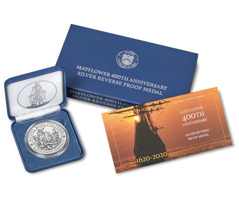 Mayflower 400th Anniversary Silver Reverse Proof Medal - CoinsTV