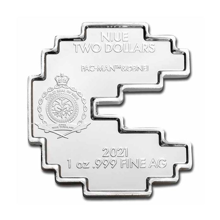 2021 Niue - PAC-MAN Shaped - 1 oz Silver BU coin - CoinsTV