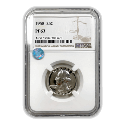 1958 Washington Silver Quarter Philadelphia - NGC PF67 Sight White - CoinsTV