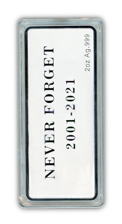 WTC Memorial 20th Anniversary 2 oz Silver Bar - Colorized - CoinsTV
