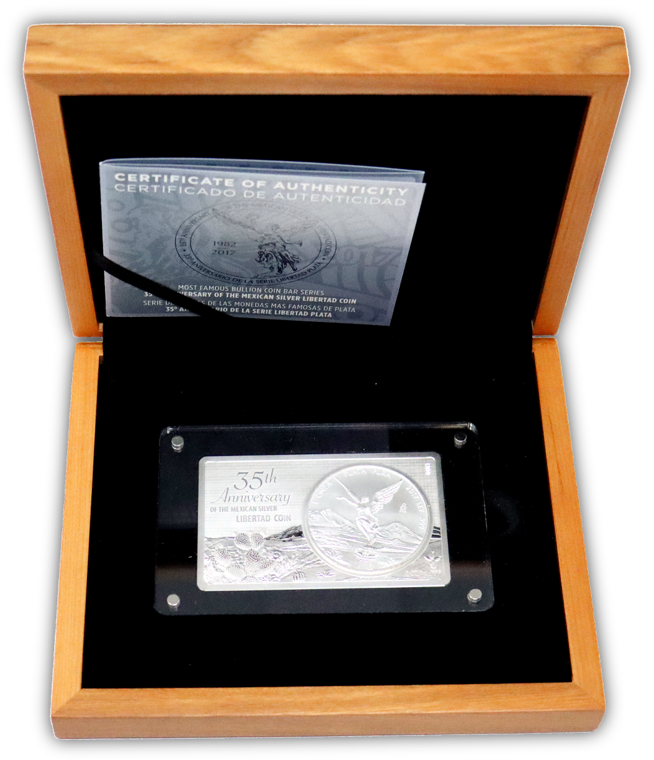 2017 Mexico Libertad - 3 Oz Silver Bar - Mexican Mint - 35th Anniversary - CoinsTV