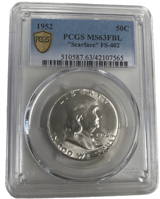 1952 Franklin Half Dollar MS63FBL "Scarface" - CoinsTV
