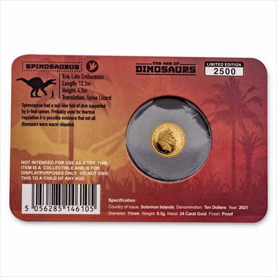 2021 Solomon Islands Gold Age Of Dinosaurs - Spinosaurus 1/2 Gram - CoinsTV