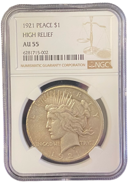 1921 Peace Silver Dollar - High Relief - NGC AU55