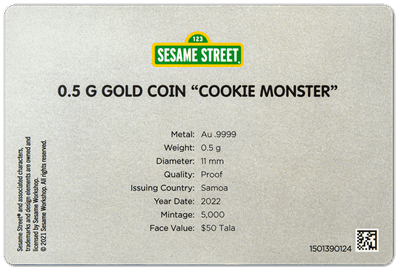 Sesame Street Cookie Monster 0.5gram Gold Coin - CoinsTV