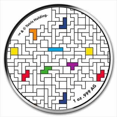 2021 Tetris -Tetrimino Blocks - 1oz .999 Silver Coloured Round - CoinsTV