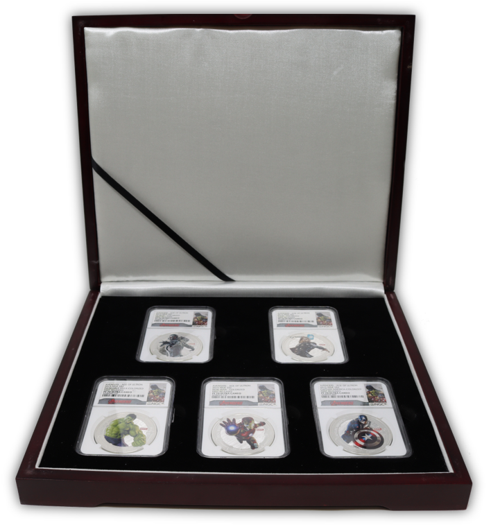 2015 Avengers 1 Oz Silver 5 Coin Set - NGC PF70 First Release - CoinsTV