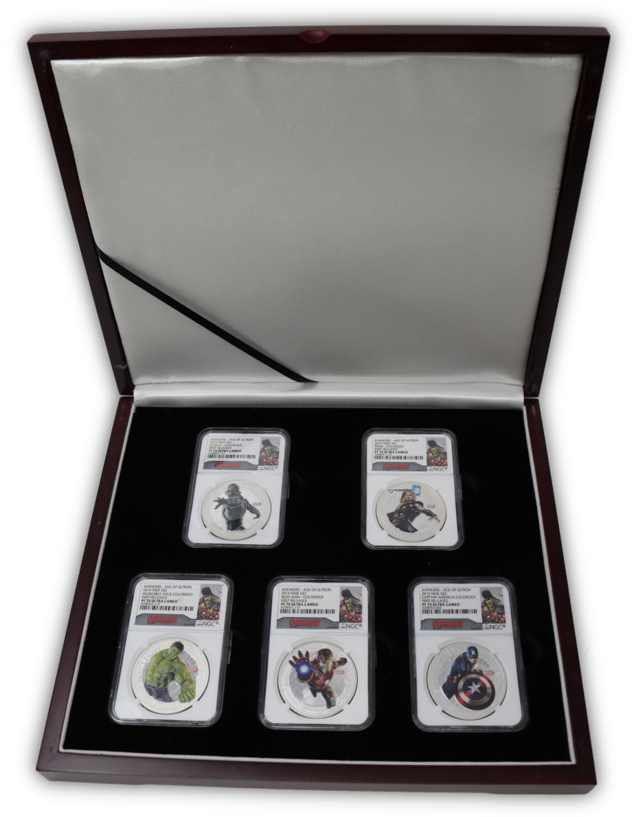 2015 Avengers 1 Oz Silver 5 Coin Set - NGC PF70 First Release - CoinsTV