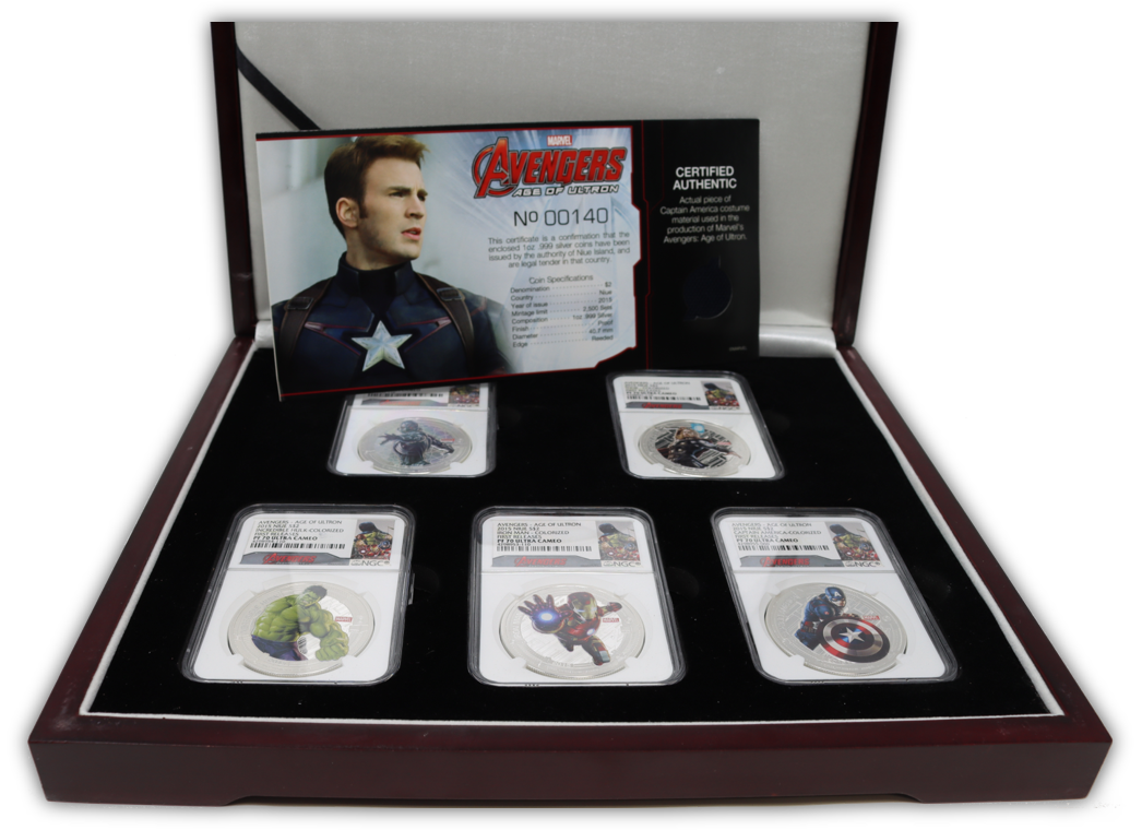 2015 Avengers 1 Oz Silver 5 Coin Set - NGC PF70 First Release - CoinsTV