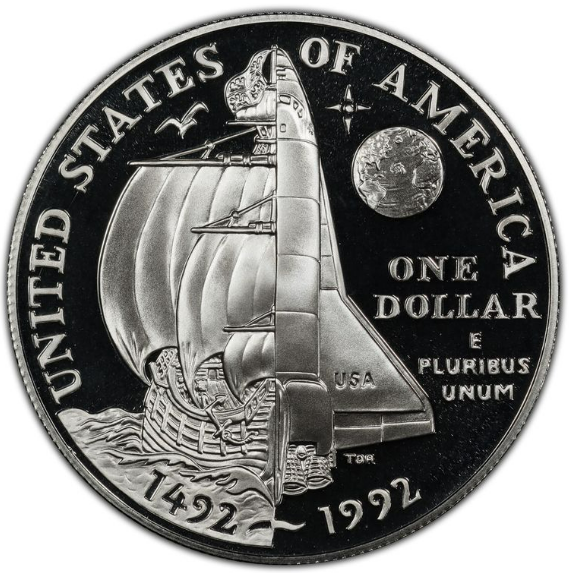 1992 Columbus Commemorative Silver Dollar Philadelphia - CoinsTV