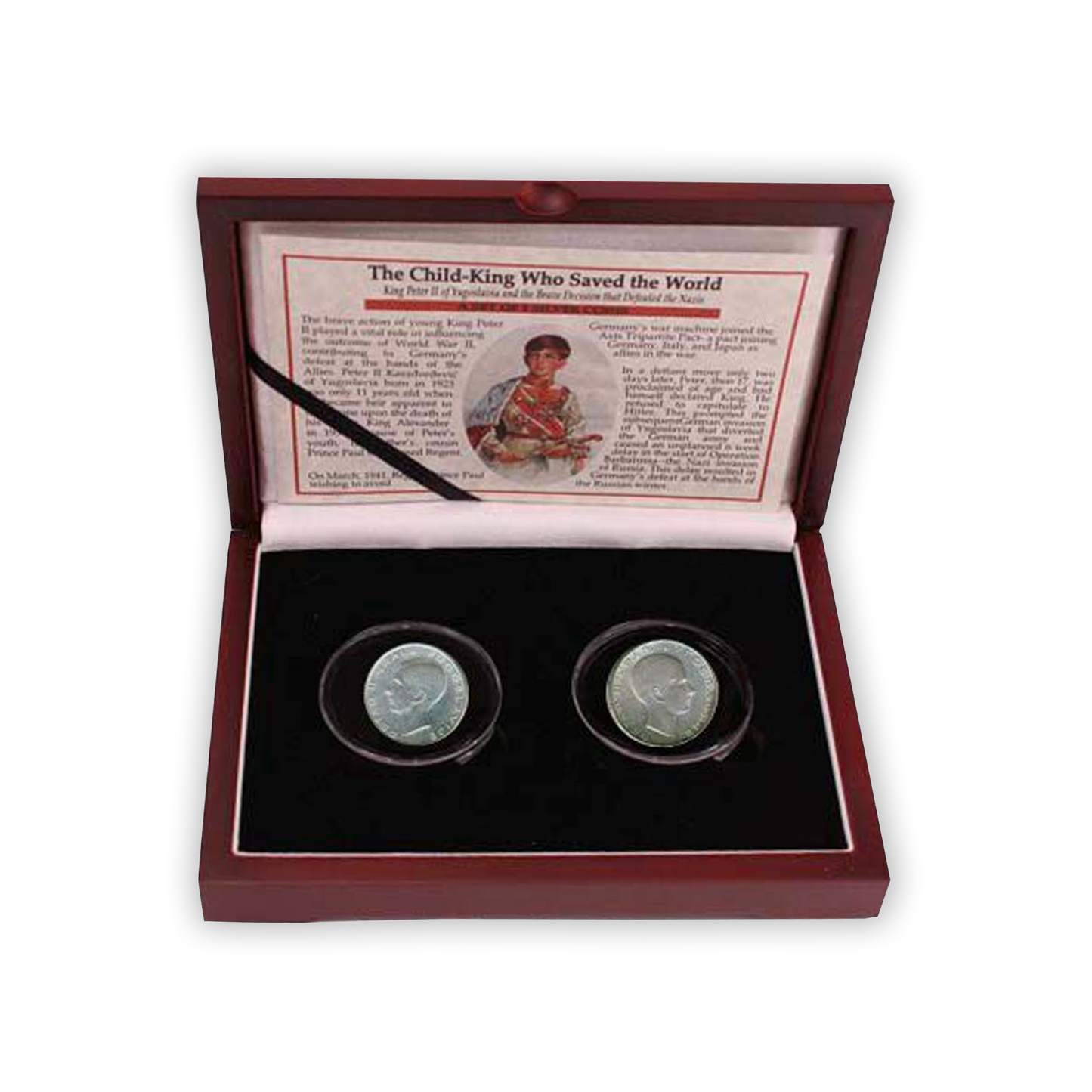 Child King Who Saved the Wold: Yugoslavia's Peter II Box of 2 Silver Coins