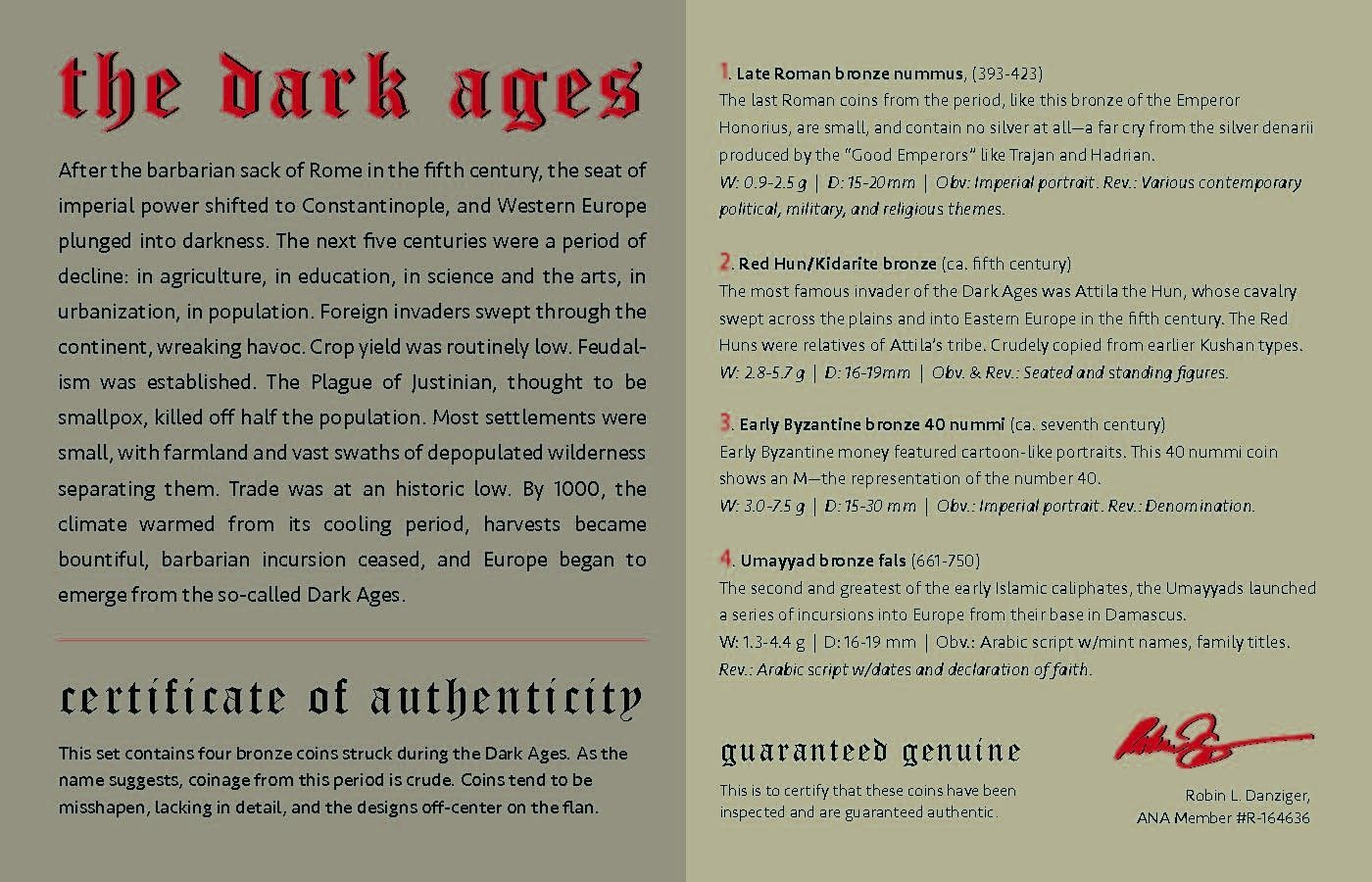 The Dark Ages: Historic 4 Coin Set (393 - 750 AD)