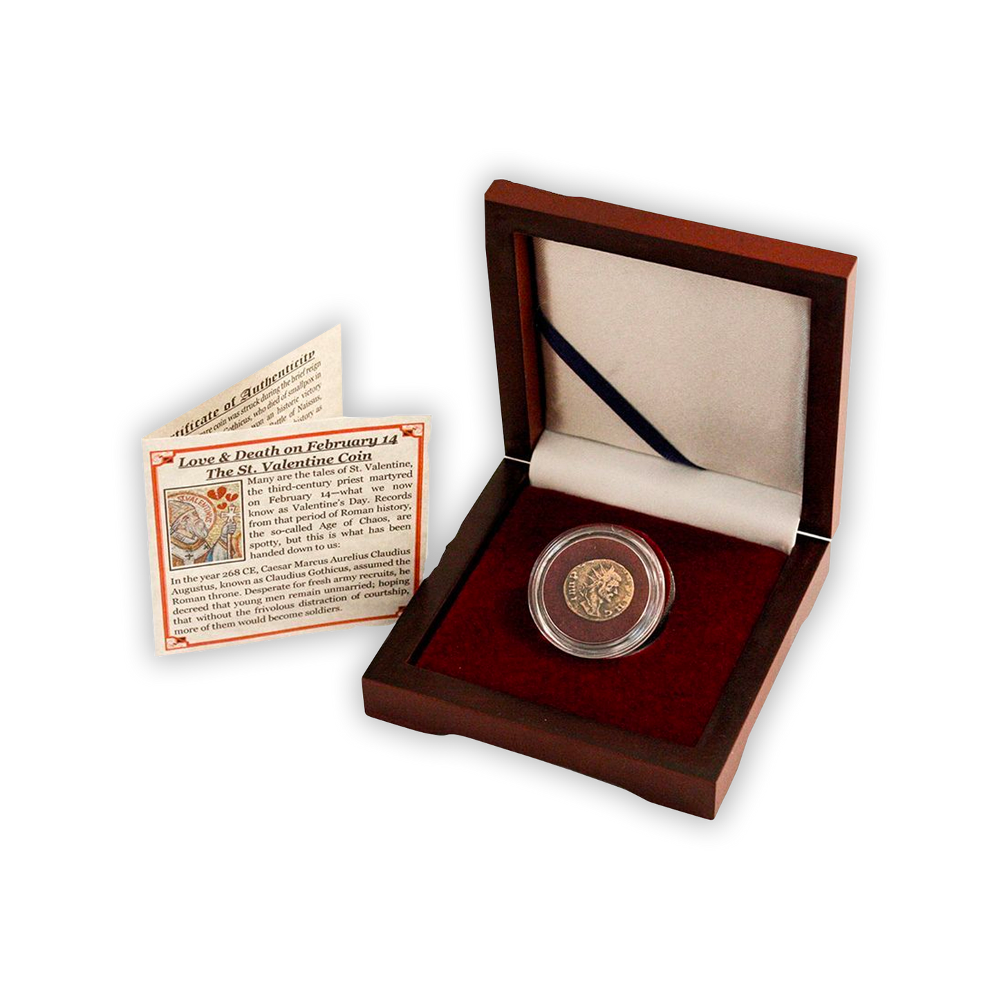 Father of Valentine's Day Box: Bronze Coin of Roman Emperor Claudius II Gothicus - CoinsTV