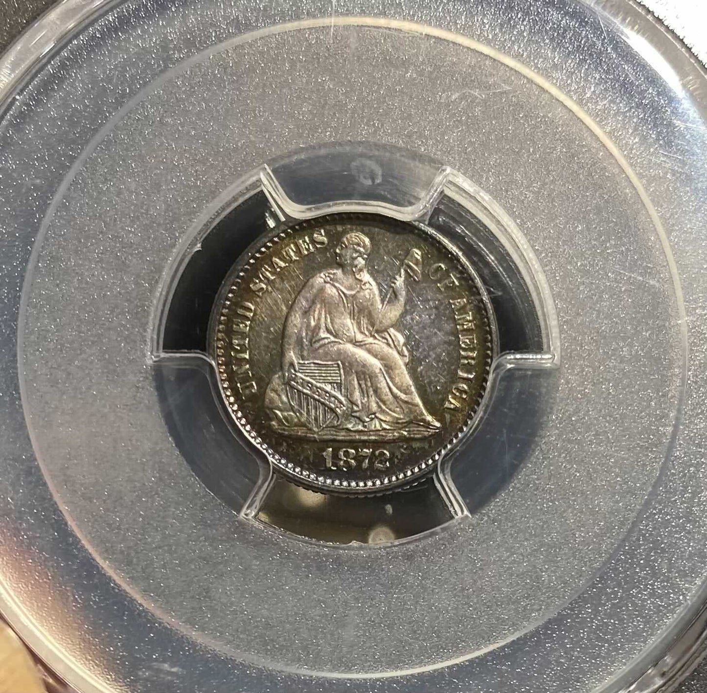 1872 Seated Liberty Half Dime - PCGS PR64 Toned Reverse - CoinsTV
