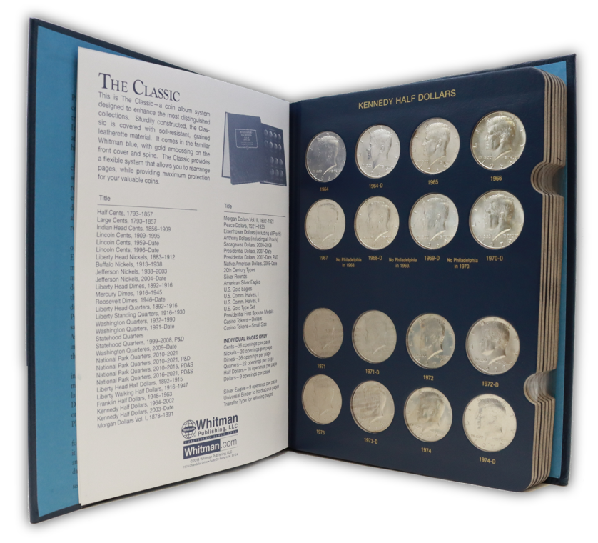 1964 - 2019 Kennedy Half Dollar Set - Uncirculated in Album (104 Coins) - CoinsTV