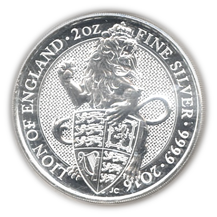 2016 Lion of England 2 Oz Silver Bullion - Queen's Beast