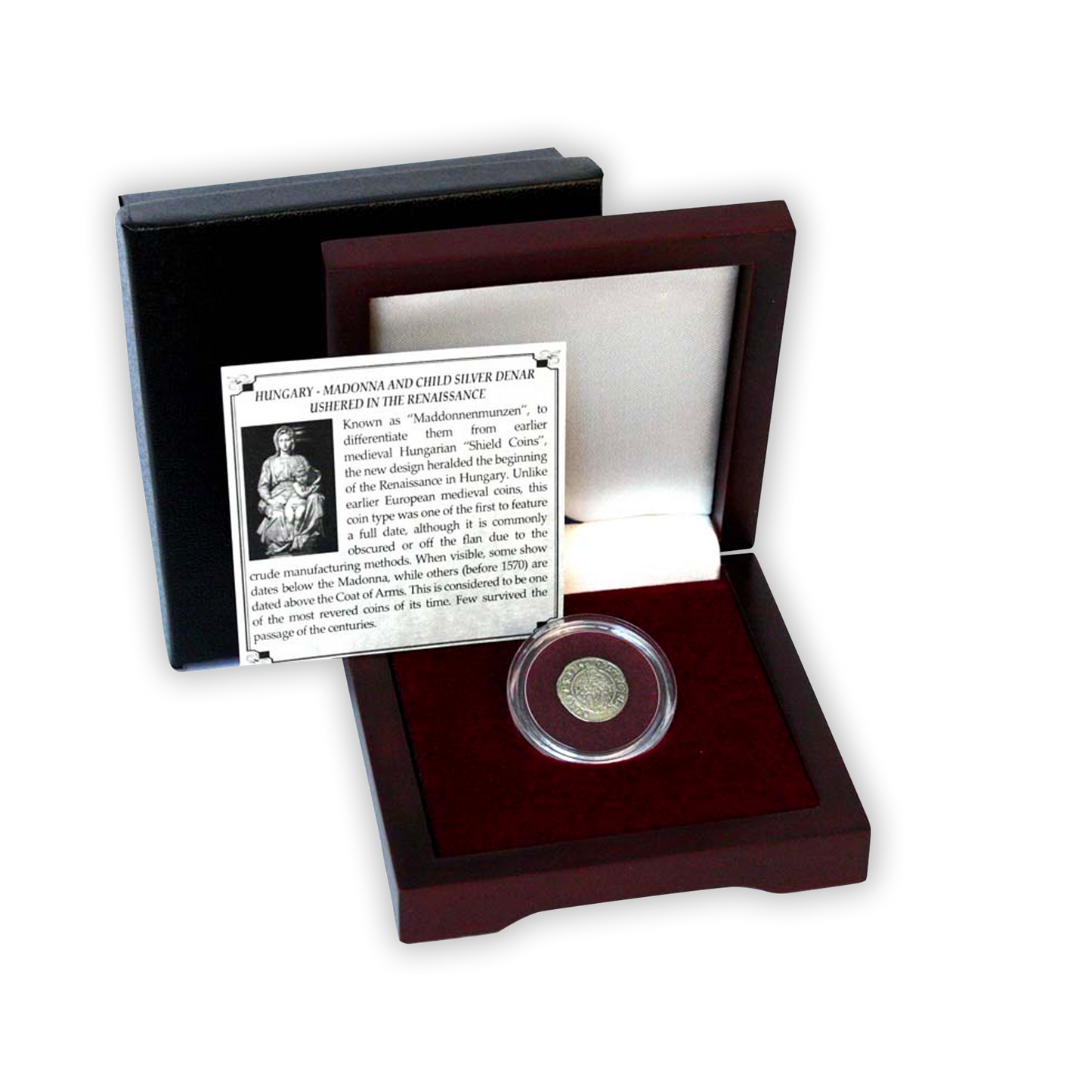 Madonna & Child Box: Virgin Mary and baby Jesus Silver Denar of Hungary