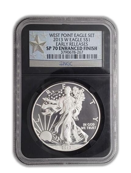 2013 W Silver Eagle Enhanced Finish - West Point -NGC SP70 ER Early Release - CoinsTV