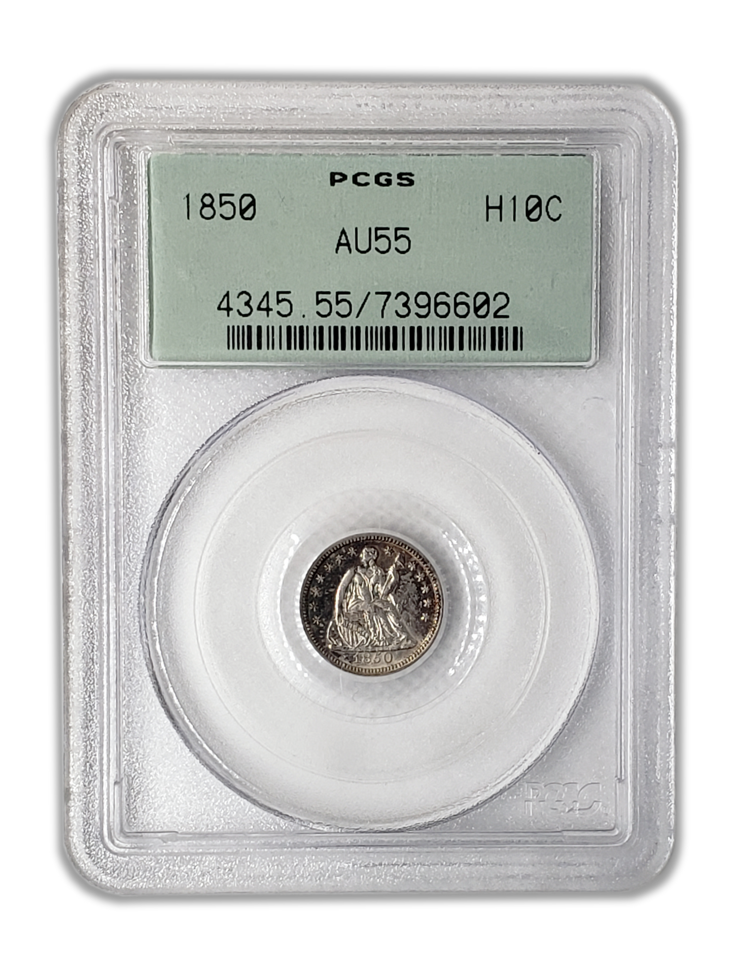 1850 Seated Liberty Half Dime -Philadelphia PCGS AU55 Toned