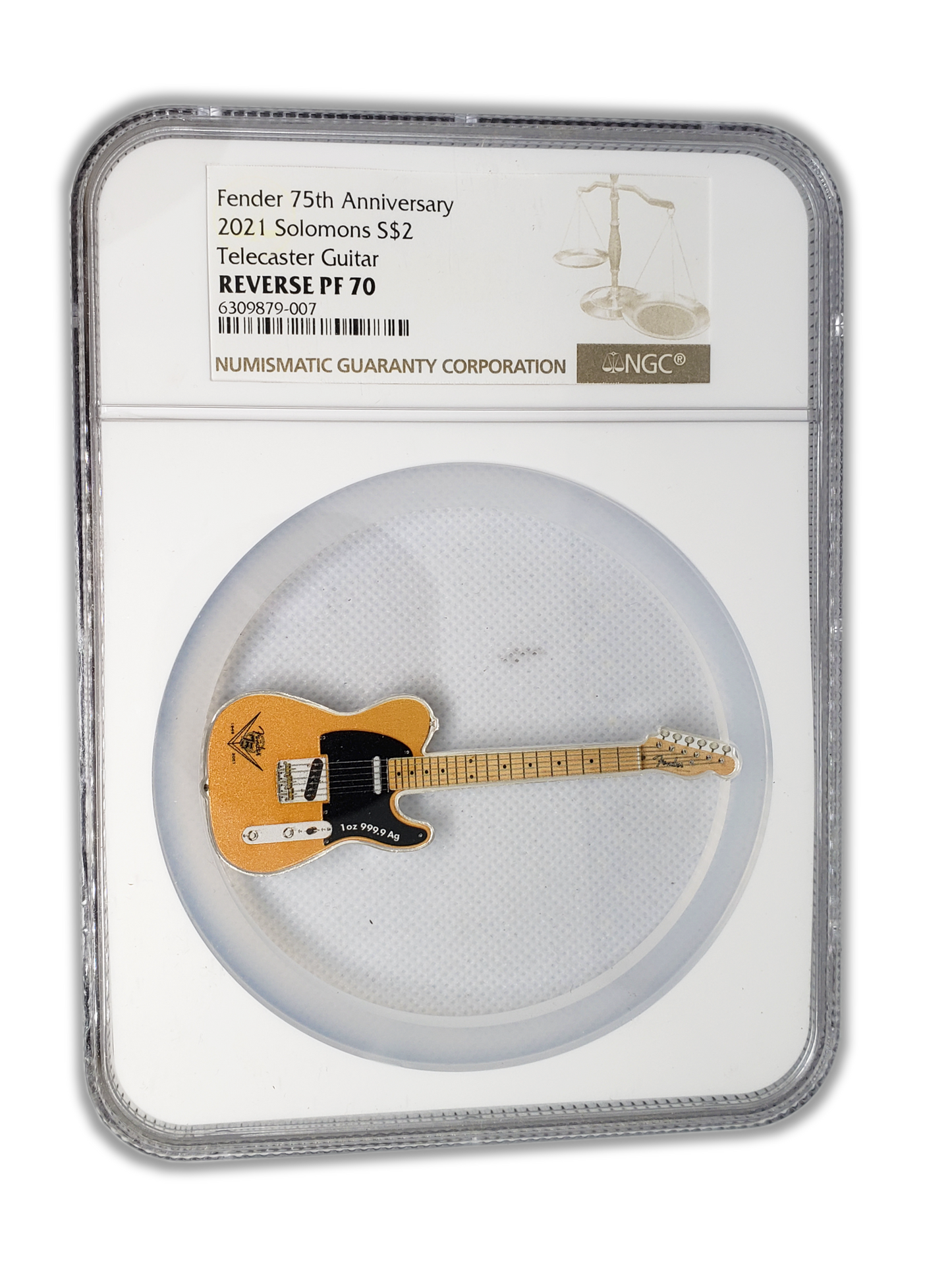 2021 Solomon Islands Fender Telecaster Guitar $2 Reverse Proof NGC PF70 - CoinsTV