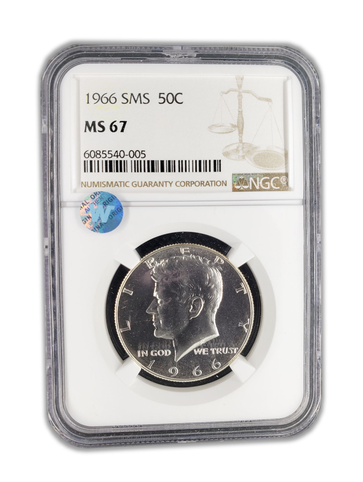 1966 Kennedy Half Dollar - Special Mint Set - NGC MS67 Sight White