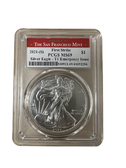 2021 (S) Silver Eagle - Business Strike - Type 1 First Strike - PCGS MS69 San Francisco Label - CoinsTV