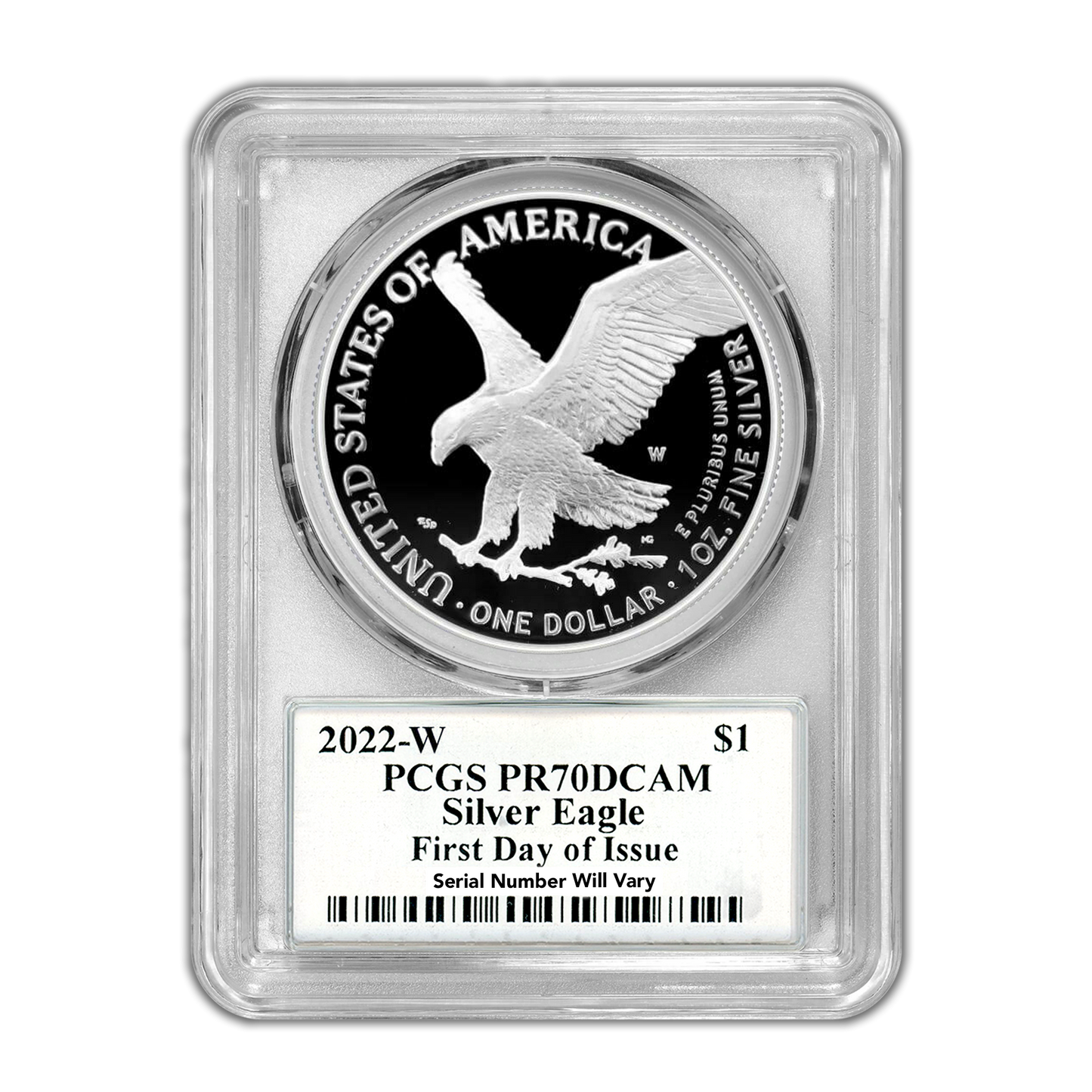 2022 W Silver Eagle - Proof - PCGS PR70 FDOI First Day of Issue Trumans Triumph Label - CoinsTV