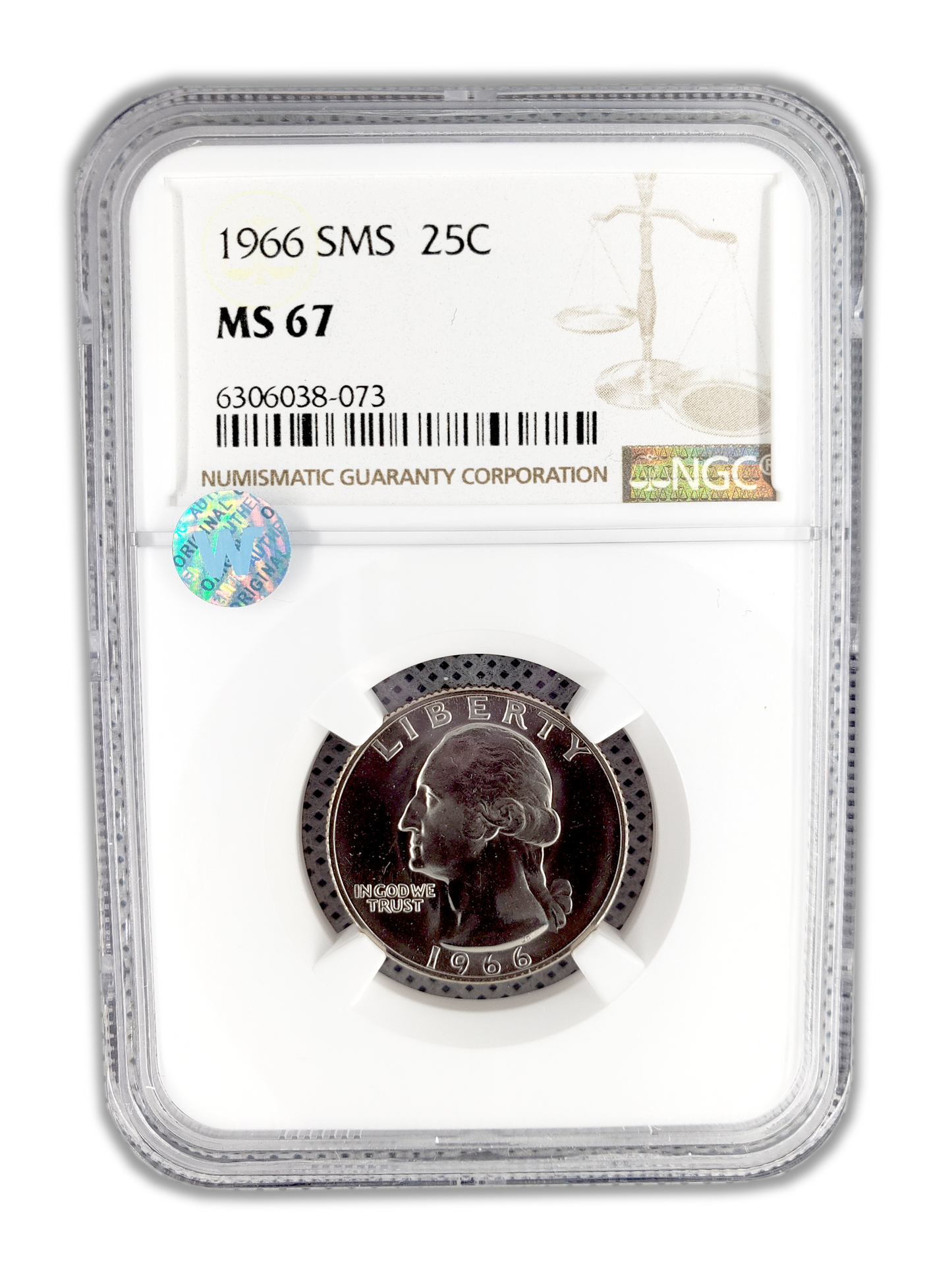 1966 Washington Quarter SMS Philadelphia - NGC MS67 Sight White - CoinsTV