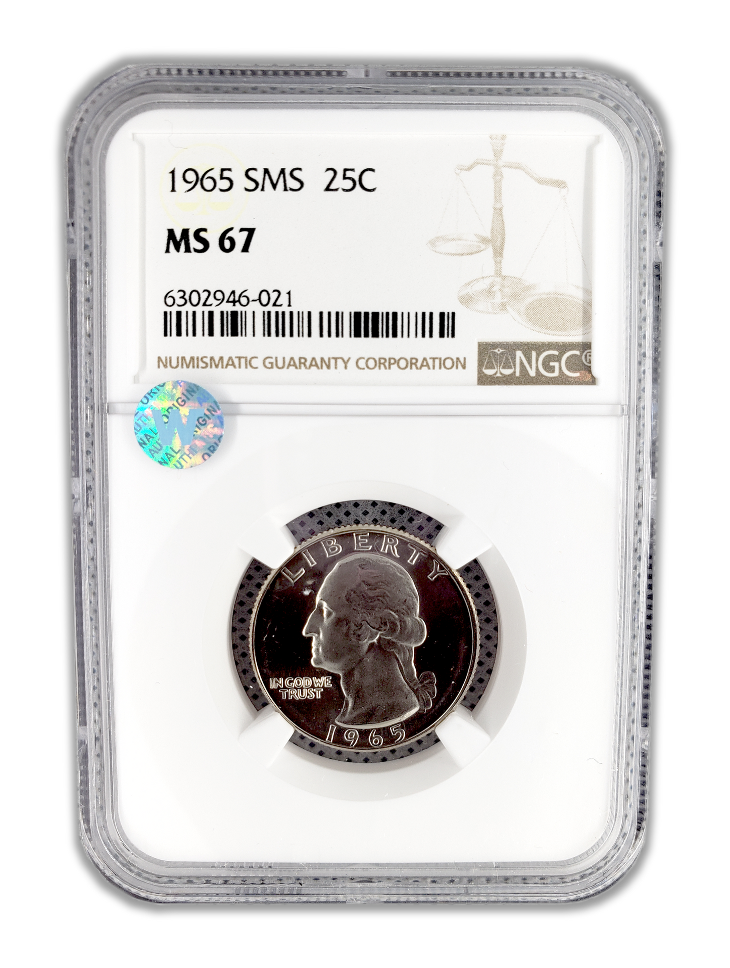 1965 Washington Quarter Philadelphia - NGC MS67 Sight White - CoinsTV