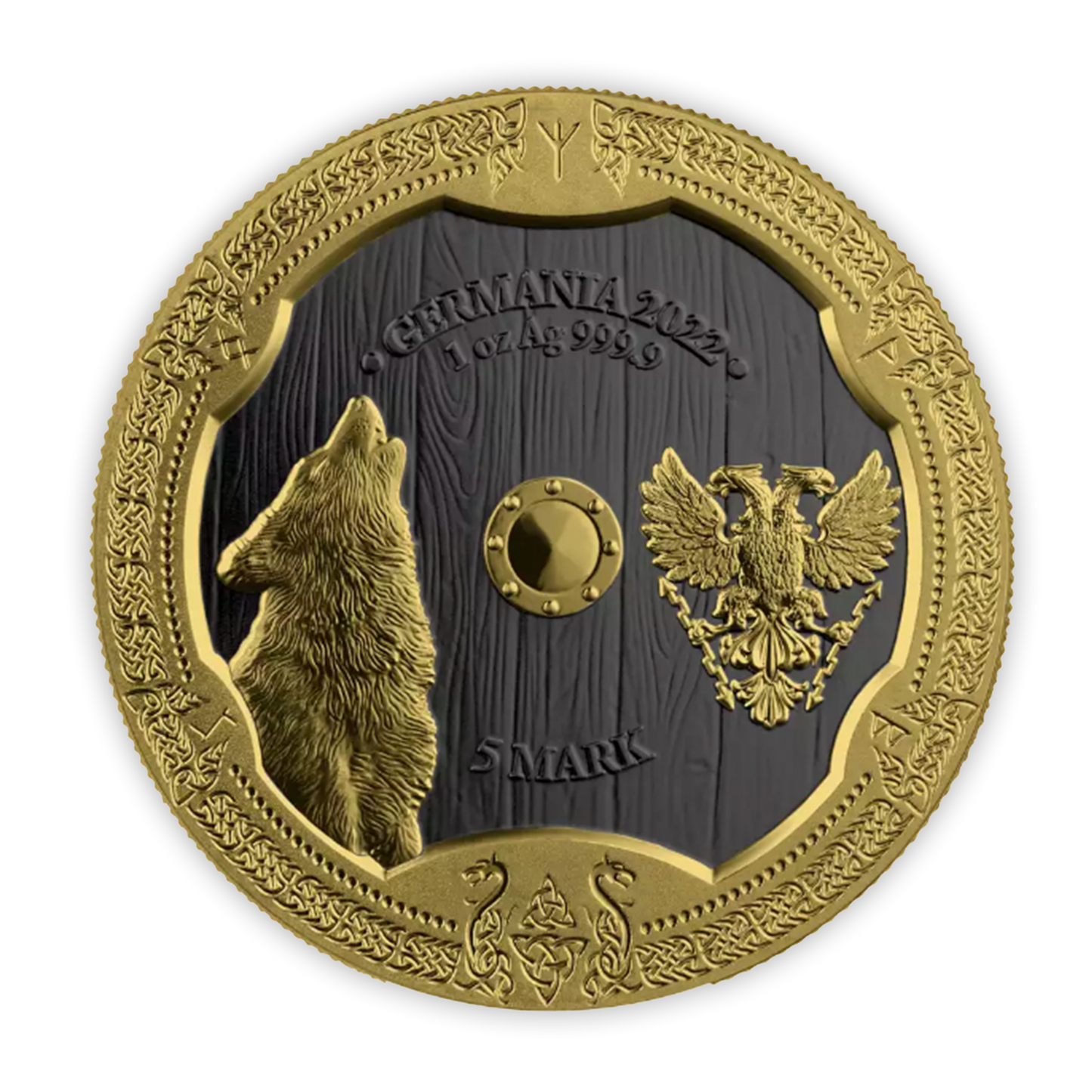2022 Valkyries - Hildegard Valhalla 1 oz Silver Black Ruthenium & Gold Brilliant Uncirculated - CoinsTV