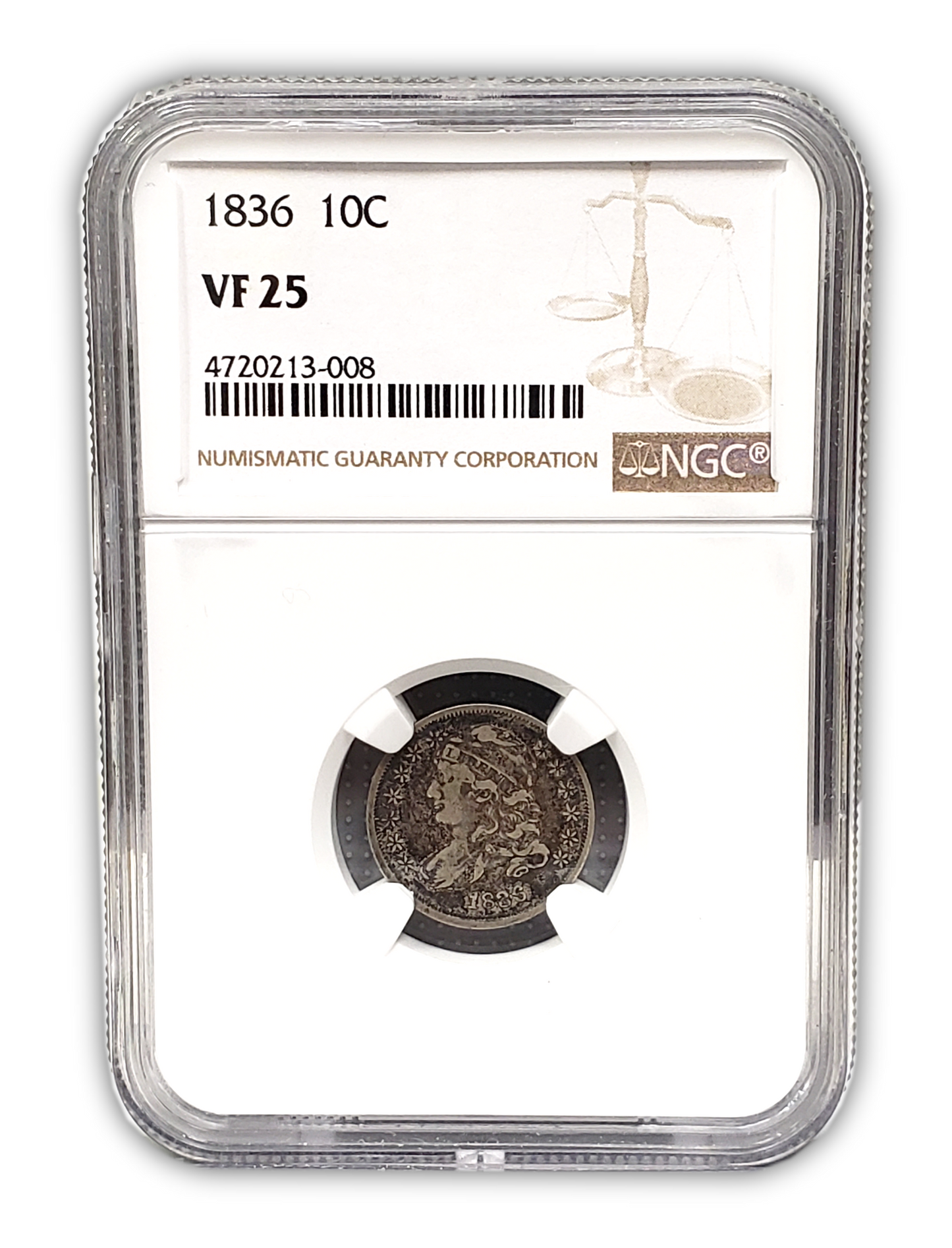 1836 Capped Bust Dime Philadelphia - NGC VF25 - CoinsTV